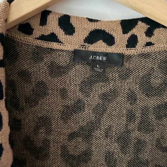 Jcrew "Sophie" Leopard Open-front Sweater-Blazer, Size L - Picture 2 of 4